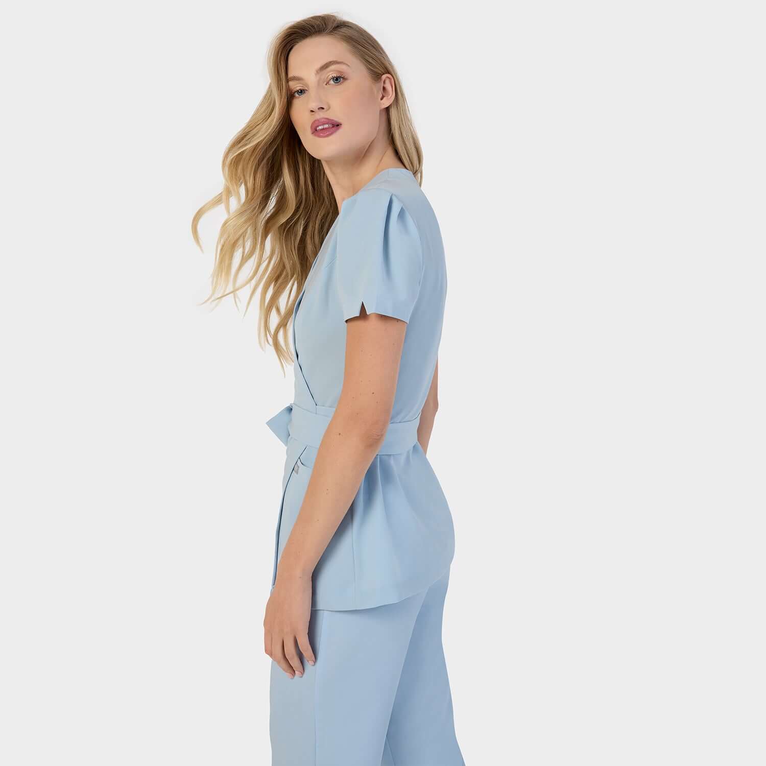 AMELIA tied medical apron - BABY BLUE 