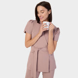 Megkötős orvosi tunika AMELIA - DUSTY PINK