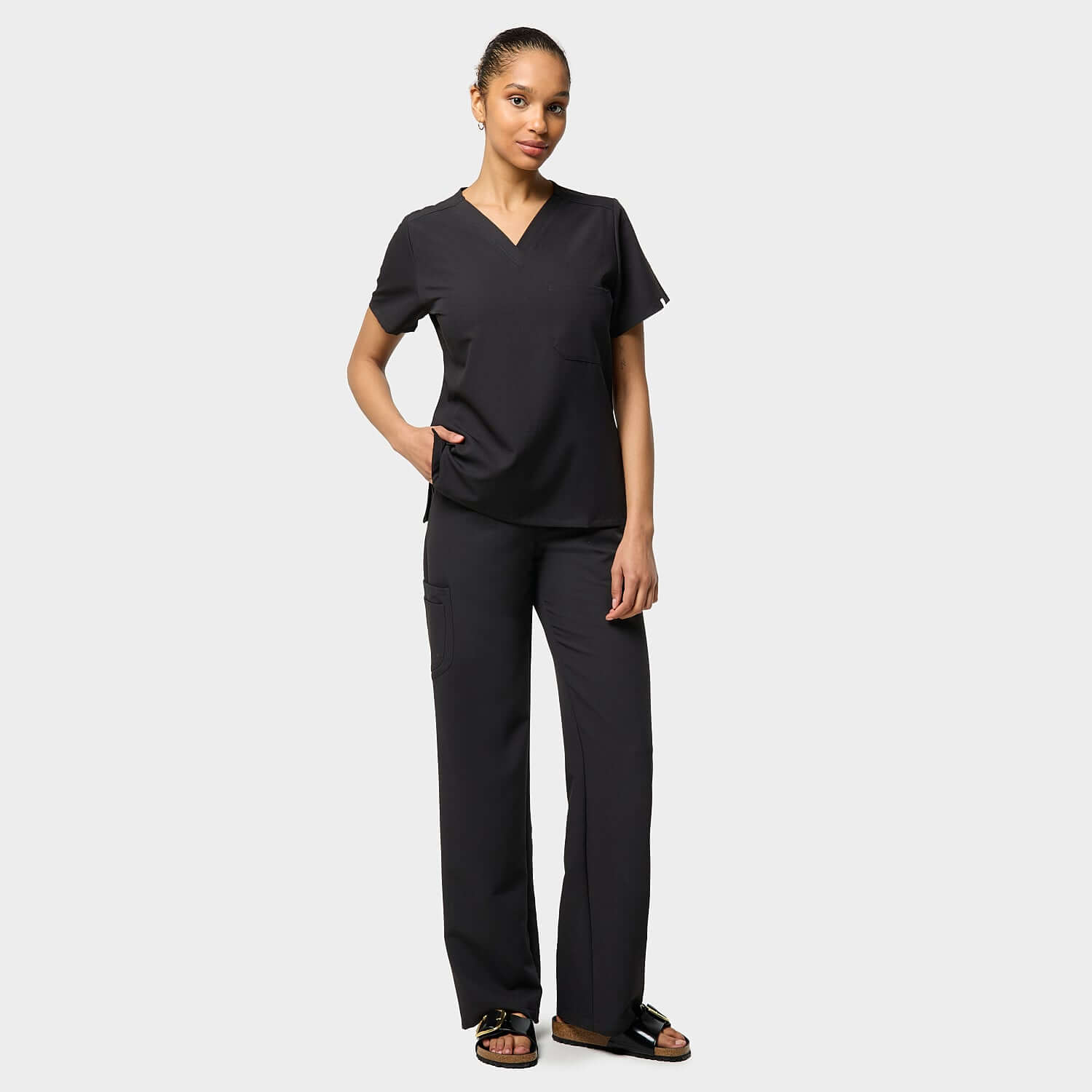 Women's wide medical trousers - BLACK