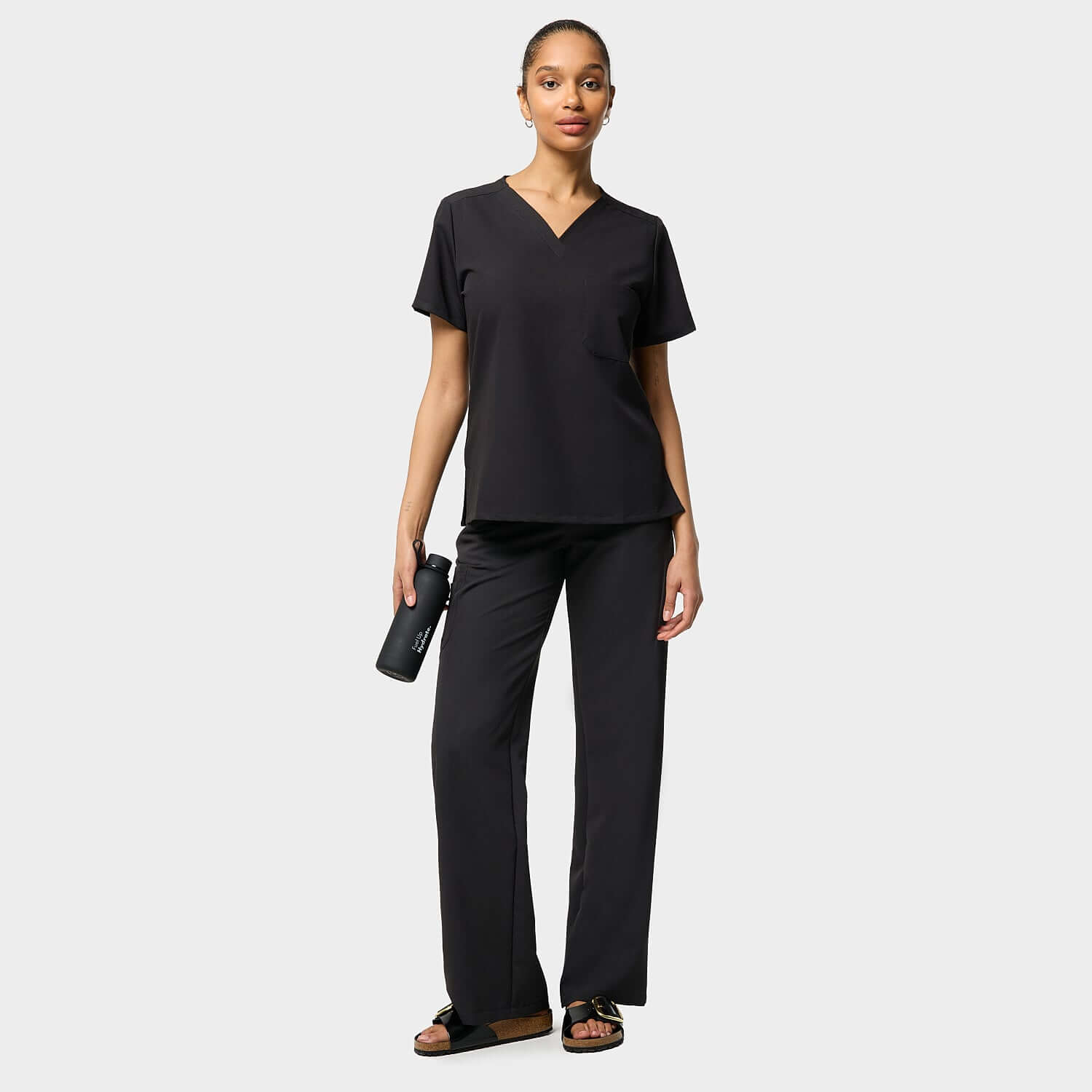 Women's wide medical trousers - BLACK