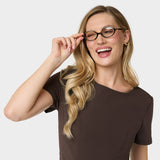 Bluza medyczna z baskinką KIM Dark Chocolate - elegancka odzież medyczna damska - Vena Uniformy