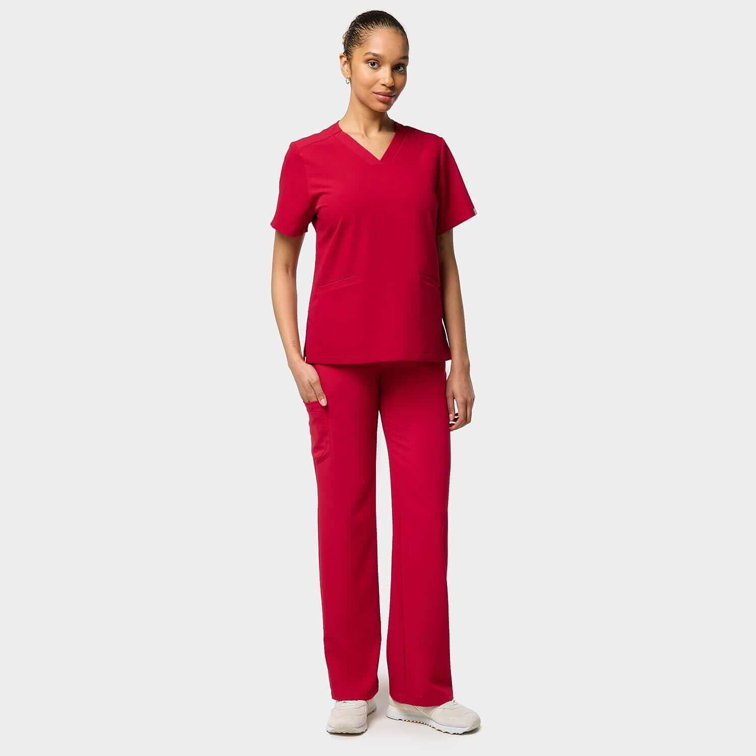Women's wide medical trousers - RED CHERRY