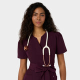Zdravotnická halenka s vázáním AMELIA - BURGUNDY