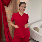 Zdravotnická halenka EMILY scrubs - RED CHERRY
