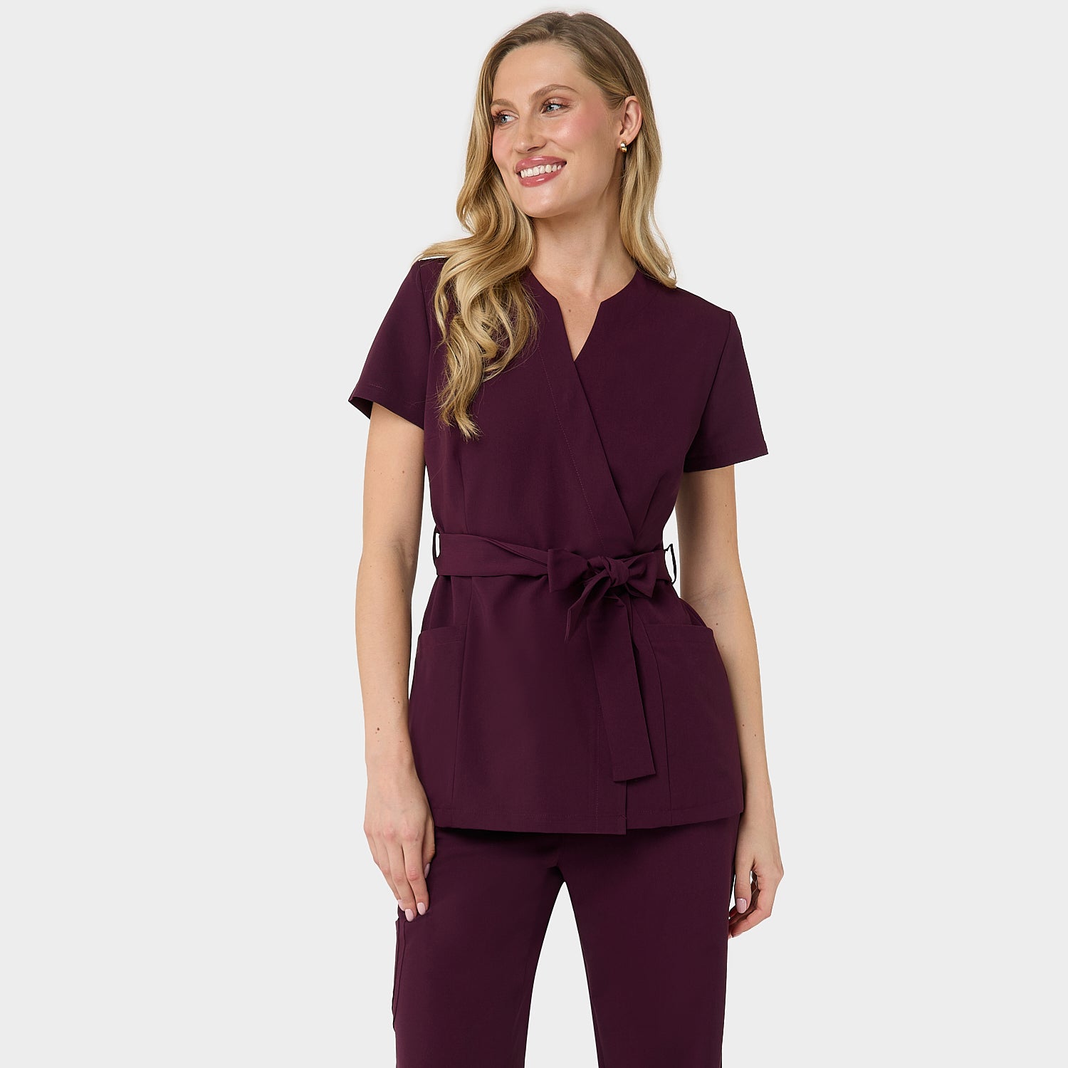 SOPHIA tied medical apron - BURGUNDY