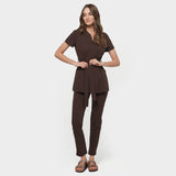 Zdravotnická halenka SOPHIA s vázáním  - DARK CHOCOLATE