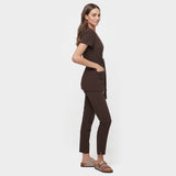 Zdravotnická halenka SOPHIA s vázáním  - DARK CHOCOLATE