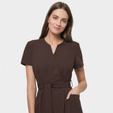 Zdravotnická halenka SOPHIA s vázáním  - DARK CHOCOLATE