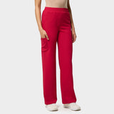 Women's wide medical trousers - RED CHERRY